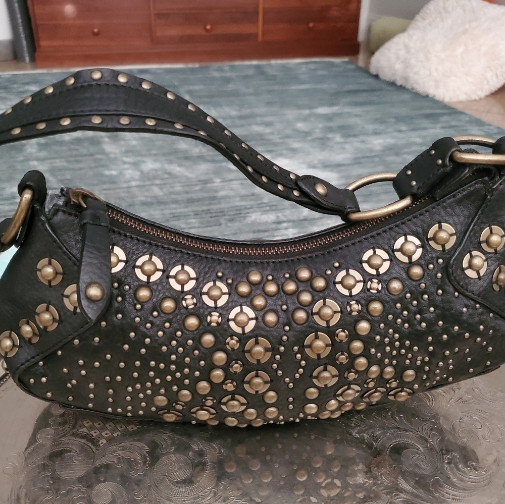 Cole Haan purse black stud leather Harley Davidson